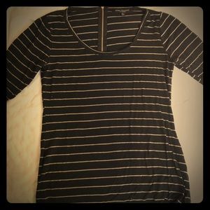 Green Envelope black striped top, size M